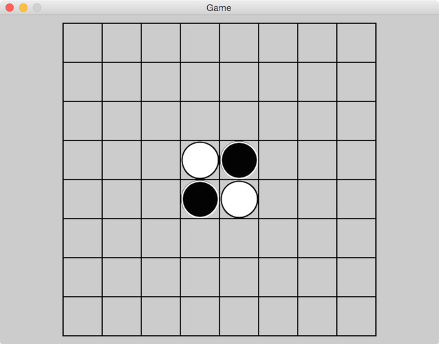 Reversi board with pieces